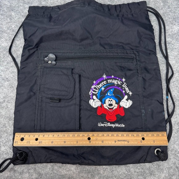 2000s Walt Disney World Where Magic Lives 15" Drawstring Backpack Y2K Mickey - Picture 10 of 10